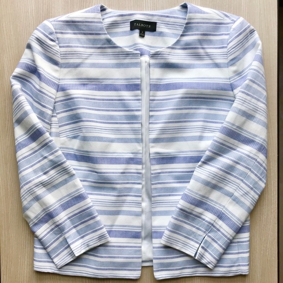Talbots Blue Vertical Striped Blazer - Picture 2 of 9